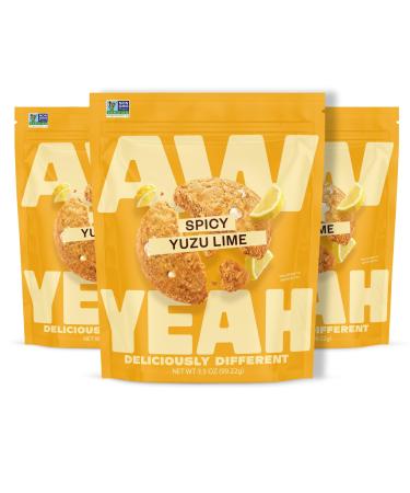 AwYeah Spicy Yuzu Lime Mini Cookies Tangy Yuzu Sweet Mango Spicy Kick & Lime Gluten-Free Vegan 3.5oz (3 Pack) Bold Refreshing All-Natural Non-GMO Plant-Based Treat for Snacking!