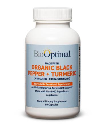 BioOptimal Organic Turmeric Capsules 2 Month Supply Turmeric Curcumin Supplement Organic Turmeric Non-GMO Extra Strength Joint Pain Relief 1 Daily 60 Turmeric Pills Packaging May Vary