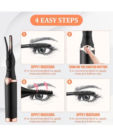 Heated Eyelash Curler Electric Eyelash Curler USB Rechargeable Lash Curler Long Lasting Natural Curling Mini Portable Quick Heated Lash Curler Intelligent Eyelash Makeup Tool for Girls Women Black - Buy Online on GoSupps.com