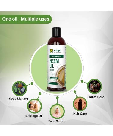 MAPL Neem Oil - Organic Hair Care Oil for Dry Damaged Hair | Strengthens & Nourishes | Cold Pressed | 6.7 fl oz | Men & Women - Buy Online on GoSupps.com