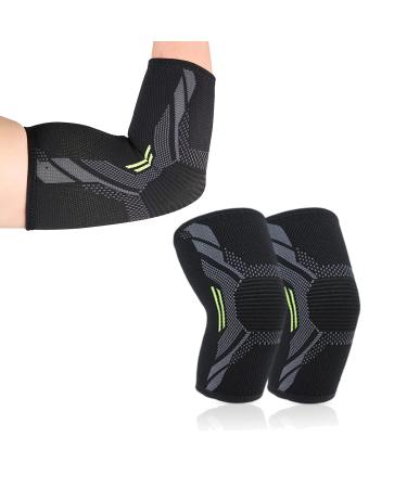Amtrak Elbow Support Brace 2Pcs for Men and Women Anti-slip Compression Elbow Sleeves for Tennis Elbow Golfers Elbow Arthritis Weightlifting Tendonitis Joint Pain Relief Moisture Wicking(L) L Black