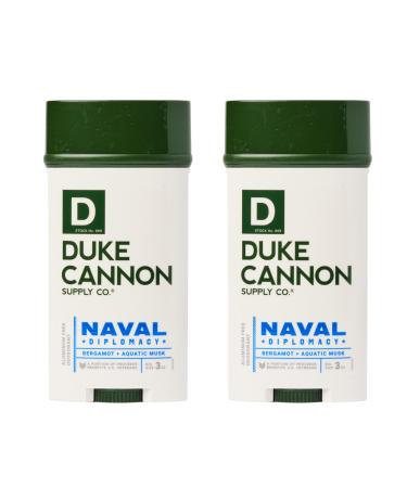 Duke Cannon Supply Co. Aluminum-Free Deodorant for Men 3 oz. Naval Diplomacy 2 Pack - Unique Masculine Scent Odor Control & Soothe Skin Bergamot & Aquatic Musk 3 Ounce (Pack of 2)