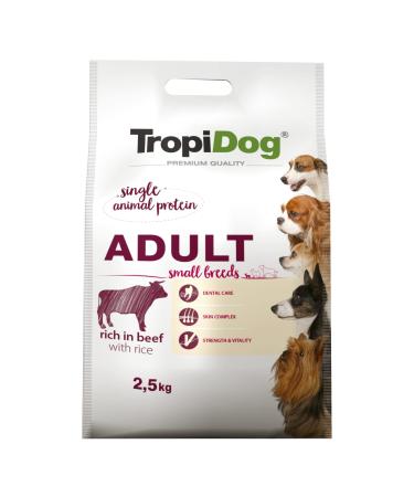 Premium Dry Dog Food Rich in Beef with Rice for Adult Small Breed Dogs 2.5kg