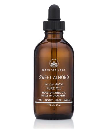 Natures Leaf Sweet Almond Oil  USDA Certified Organic  100% Pure  Cold Pressed  Dry Itchy Skin  Fine Lines & Wrinkles  Crows Feet  Split Ends  Frizzy's  Scars  Stretch Marks  Skin Cleanser 4 fl oz