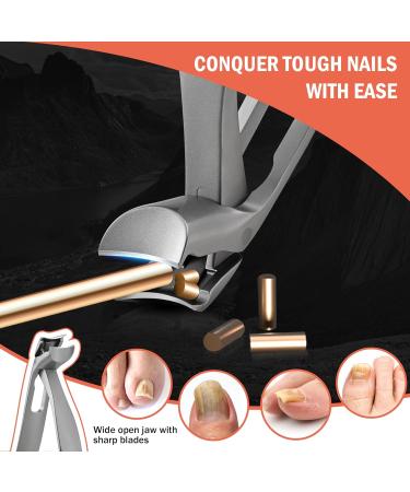 BEZOX Ergonomic Angled Head Toenail Clipper for Senior Thick Nails - Large Nail Clippers with Metal File for Men and Women (Large-Silver) - Buy Online on GoSupps.com