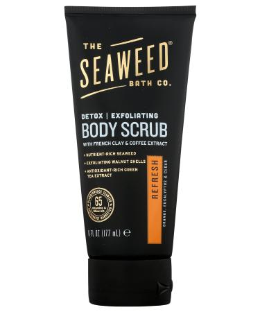 The Seaweed Bath Co. Detox Exfoliating Body Scrub  Refresh Scent (Orange  Eucalyptus & Cedar)  with French Clay & Coffee Extract  6 Oz