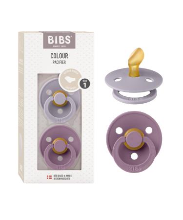 BIBS Colour pacifier 2-pack BPA-free pacifier jaw-friendly shape. Natural rubber/latex Made in Denmark. 0-6 months (2-pack) Fossil Grey/Mauve Size 1 (2-pack) Fossil Grey / Mauve