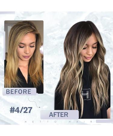 Hetto Microring Extensions - Real Hair Balayage Dark Brown with Red Blonde #P4/27 50cm 50g - Premium Remy Hair Extensions - Buy Online on GoSupps.com