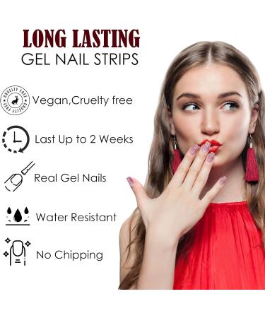 Semi Cured Gel Nails Strips 22 Stickers Nail Wraps Soft Self-Adhesive Gel Nail Stickers Salon-Quality Glitter Gel Nail Strips for Nails Manicure Require UV/LED Lamp (24-Starlight at Sea) - Buy Online on GoSupps.com