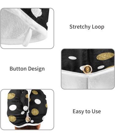 Quick Drying Irregular Dot Pattern Hair Cap & Towel Set - 2 Piece Absorbent Soft Comfortable with Button Headband - Buy Online on GoSupps.com