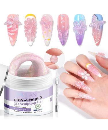 Saviland Saviland Solid Sculpting Gel Iridescent Colors Hand Extension Gel 3D Nail Gel Hard Nail Gel 3D Nail Gel 3D Sculpting (Multicolor 01)