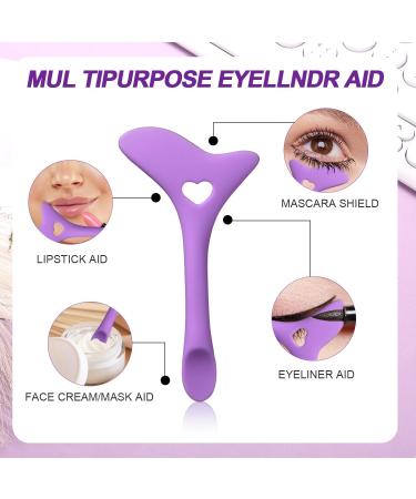 2pcs Silicone Eyeliner Aid Stencils and Fine Angled Eyeliner Brush Set Winged Eyeliner Brush Eyeliner Guide Tool for Clean Lines To Apply Smooth Eye Liner Makeup (Purple) - Buy Online on GoSupps.com
