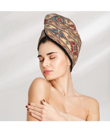 Hair Towel Wrap - Quick Drying Turban with Button | Tribal Aztec Design | Perfect for Fast Hair Drying - Buy Online on GoSupps.com