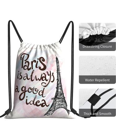 Nebont Eiffel Tower Paris Drawstring Backpack - Waterproof Lightweight Cinch Sack for Gym, Yoga, Sports - Ideal Gift for Women, Girls, Adults - Buy Online on GoSupps.com