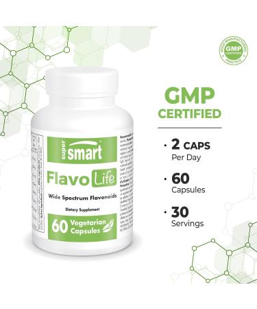 Supersmart FlavoLife (Flavonoid Complex Supplement) - with Luteolin Myricetin Fisetin Rutin Quercetin EGCG Apigenin Hesperidin | Non-GMO & Gluten Free - 60 Vegetarian Capsules - Buy Online on GoSupps.com