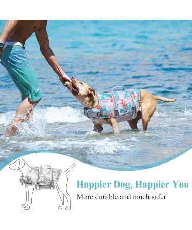 Vivaglory Ripstop Dog Rescue Vest - Improved Buoyancy & Visibility for Small/Medium Dogs Leaf Blue (L: 63-78cm) - Buy Online on GoSupps.com