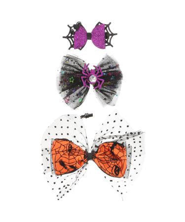 3pcs Bow Clips Halloween Bow Hair Clips Mesh Veil Barrettes Festival Hair Accessories