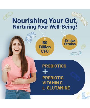 Bio Cultures Complex Probiotics & Prebiotics - 50 Billion KBE 10 Strains Inulin L-Glutamine & Vitamin C - 60 Capsules - International Shipping - Buy Online on GoSupps.com