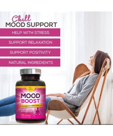 Calm Support Supplement - 1000mg Herbal Formula with Ashwagandha, L-Theanine & GABA for Natural Stress Relief & Relaxation - 120 Capsules - Buy Online on GoSupps.com
