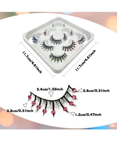5 Pairs Manga Lashes - Glitter Colored Eyelashes with Diamond Decor | Natural Look Japanese Lashes - DIY Glitter Lashes (1 oz - Buy Online on GoSupps.com