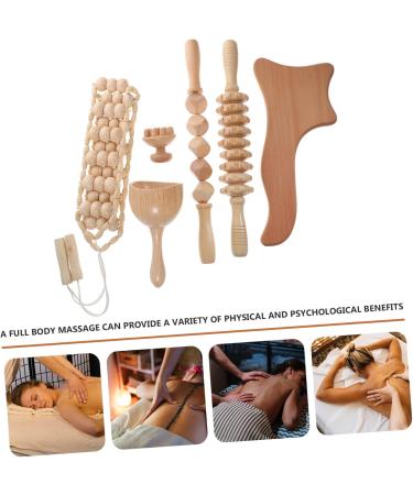 Lurrose 5-Set Wooden Massage Devices | Beech Wood Fascia Roller & Foot Massager Tools for Deep Tissue Relief - Buy Online on GoSupps.com