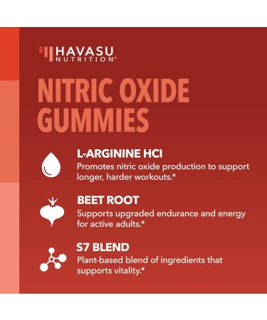 Nitric Oxide Gummies for Men & Women - L-Arginine & Beet Root Supplements - Vegan Gluten-Free Non-GMO - Green Apple & Cinnamon Flavor - 90 Count - Buy Online on GoSupps.com