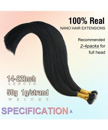KOCONI 16 Inch Black Nano Rings Hair Extensions Real Human Hair Extensions Double Drawn Nano Ring Hair Extension Nano Tip Beads Human Hair Extensions 50g 1g/Strand #1 Jet Black 16 inch #1 Jet Black - Buy Online on GoSupps.com