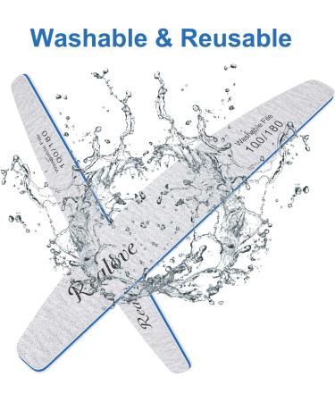 Realove Nail Files 100/180 Grit - Washable Double-Sided Nail Files for Acrylic and Natural Nails (10PCS) - Buy Online on GoSupps.com