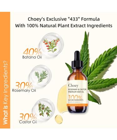 Organic Castor Oil & Rosemary Oil for Hair Growth | 2 Fl Oz | Vegan Scalp Treatment & Moisturizer for All Hair Types - Buy Online on GoSupps.com