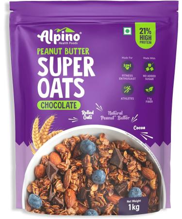 Alpi no Pre-Workout High Protein & Fiber Diet Super Combo - High Protein Super Oats Chocolate 1kg Natural Peanut Butter Crunch 1kg - Buy Online on GoSupps.com
