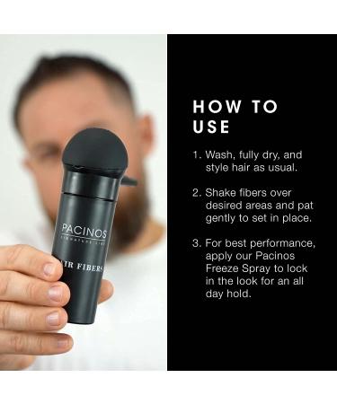 Pacinos Black Hair Fibers - Fuller Appearance & Concealed Thinning Hair, Bald Spots - Applicator Pump Nozzle Included - Buy Online on GoSupps.com