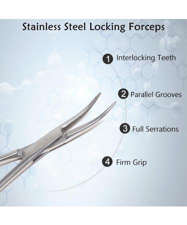 Multifunctional Hemostat Forceps 5" in Length with Curved Serrated Jaws Used as Fishing Pliers Ear Piercing Clamp and Pet Ear Nose Hair Pull Locking Tool Made of High Grade Stainless Steel - Buy Online on GoSupps.com