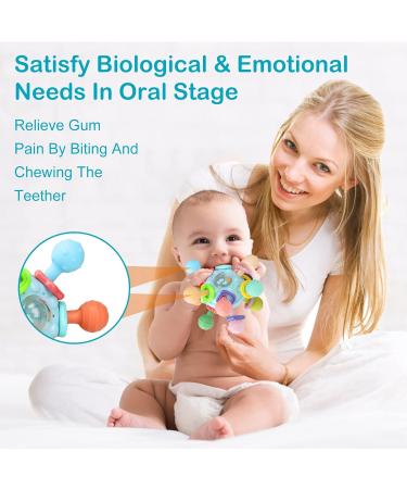 Joozmui Baby Toys: Bei ring & Greifball for 0-12 Months - Montessori Motor Skills & Sensory Rattle - Perfect Baby Gift in Light Blue - Buy Online on GoSupps.com