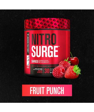 Jacked Factory NITROSURGE Shred Pre Workout Supplement (Fruit Punch 30 Servings) & Creatine Monohydrate Powder (Unflavored 30 Servings) - Buy Online on GoSupps.com