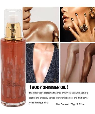 Shimmering Body Oil Body Highlighter Makeup Lotion Highlight Body Liquid Long Lasting Moisturizing Highlight Body Luminizer Oil for Body Face Legs 80g - Buy Online on GoSupps.com