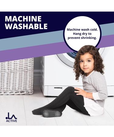 LA Active Baby Girls Cozy Winter Tights - Non-Slip Cotton Cable Knit 2T-5T - Black & Grey - 2 Pairs - Buy Online on GoSupps.com