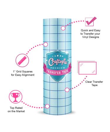 Craftopia 12x12' Clear Transfer Tape for Permanent Vinyl Roll with Blue Alignment Grid - Made in USA | Ideal for Cricut, Cameo, Silhouette | Premium Quality - Buy Online on GoSupps.com