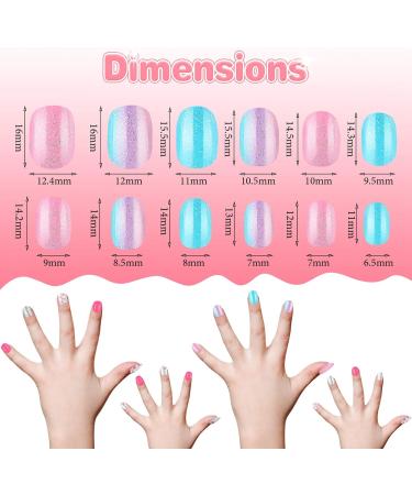 72 Pieces Kids Stick On False Nails Kit for Girls - Short Full Cover Nail Design Set with Stripe and Dot Patterns - 3 Boxes Included - Buy Online on GoSupps.com