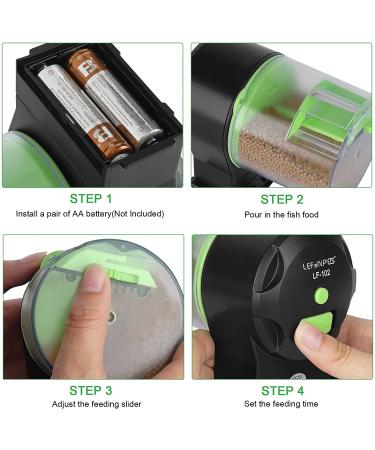 Lefunpets Automatic Fish Feeder with 2 Food Dispensers - Aquarium Tank Timer Auto Feeder | Green - Buy Online on GoSupps.com