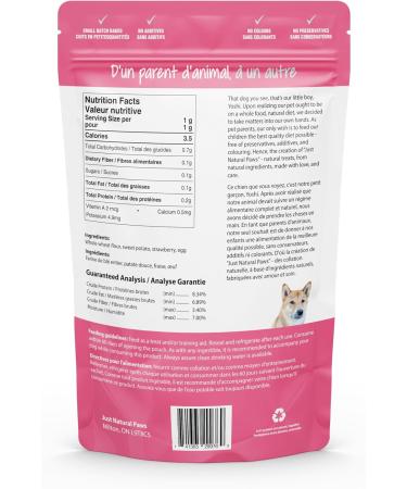 Just Natural Paws Sweet Potato & Strawberry Dog Treats - Healthy Human-Grade Superfood Dog Training Treats Natural & Vegetarian No Preservatives or Additives - Buy Online on GoSupps.com