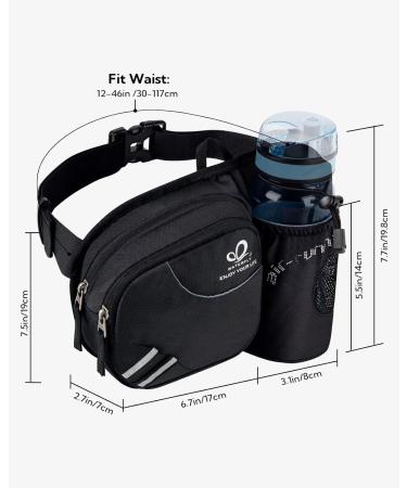 Waterfly Belt Pocket with Bottle Holder - Breathable Hip Pocket for Men & Women - Ideal for Running Cycling Hiking and Dog Training - Black - Buy Online on GoSupps.com