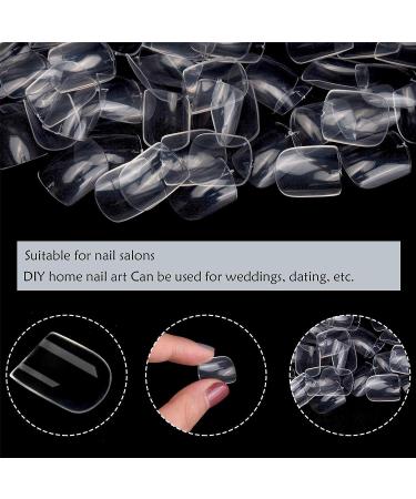 600 PCS Short Clear False Nails for Little Girls - Natural Acrylic Fake Nail Tips for Kids with Nail File and Adhesive Tabs - Buy Online on GoSupps.com