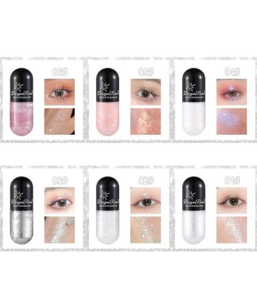 Liquid Eyeshadow Waterproof Sequins Liquid Glitter Highlighter Eyeliner Eye Liner Pen Party Makeup Cosmetic for Women Highlighter Eyeshadow Eye Makeup for Women 6 - Buy Online on GoSupps.com