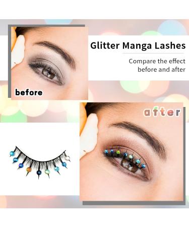 5 Pairs Manga Lashes - Glitter Colored Eyelashes with Diamond Decor | Natural Look Japanese Lashes - DIY Glitter Lashes (1 oz - Buy Online on GoSupps.com