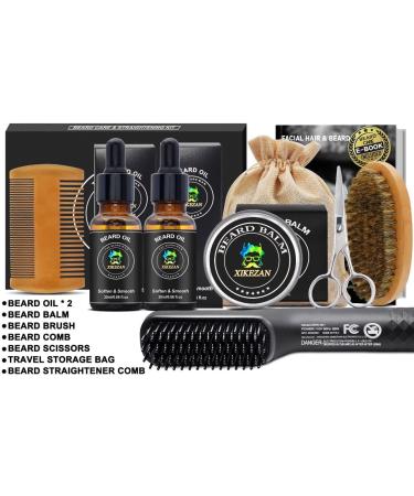 3-in-1 Beard Straightener Kit with Balm, Oil, Comb, E-Book - Patented Design for Men & Women | Unique Stocking Stuffer Gift - Buy Online on GoSupps.com