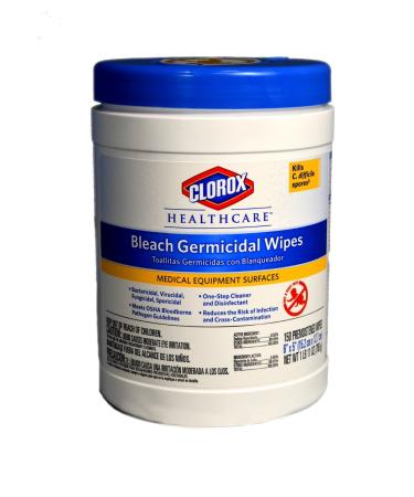 Clorox CLO30577 30577 Healthcare Bleach Germicidal Wipe (150 Count) (Pack of 2)