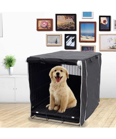 Dog Crate Cover for 48-Inch Wire Crates, Waterproof & Windproof Pet Cage Cover - Dark Grey, Soundproof Kennel Cover - Home Decor, 2 Doors, Heavy Duty - Fits 48 Crates - Cover Only - Buy Online on GoSupps.com