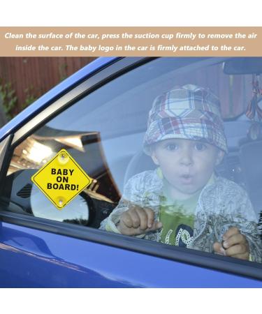4 Pieces Baby On Board Car Stickers - Reusable Warning Signs with Suction Cups | International Shipping - Buy Online on GoSupps.com