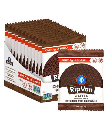 Rip Van Wafels Chocolate Brownie Stroopwafels - Healthy Snacks - Non GMO Snack - Keto Friendly - Office Snacks - Low Sugar (3g) - Low Calorie Snack - 1.16 Ounce (Pack of 12)