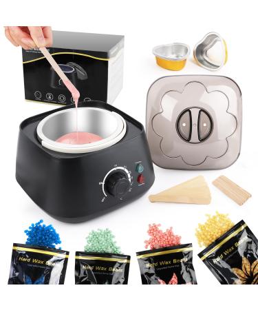 LWMTT Wax Warmer 500 ml Wax Heater Including 400 g Wax Beads Professional Hair Removal Device for All Hair Types, Eyebrows, F